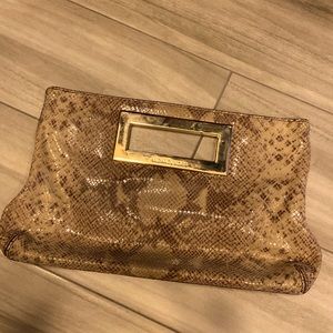 Snake skin Michael Kors clutch with gold hardware